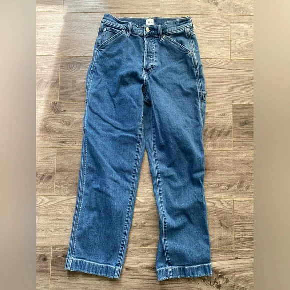 GAP ankle length carpenter high rise carpenter jeans slight acid wash - Picture 3 of 15